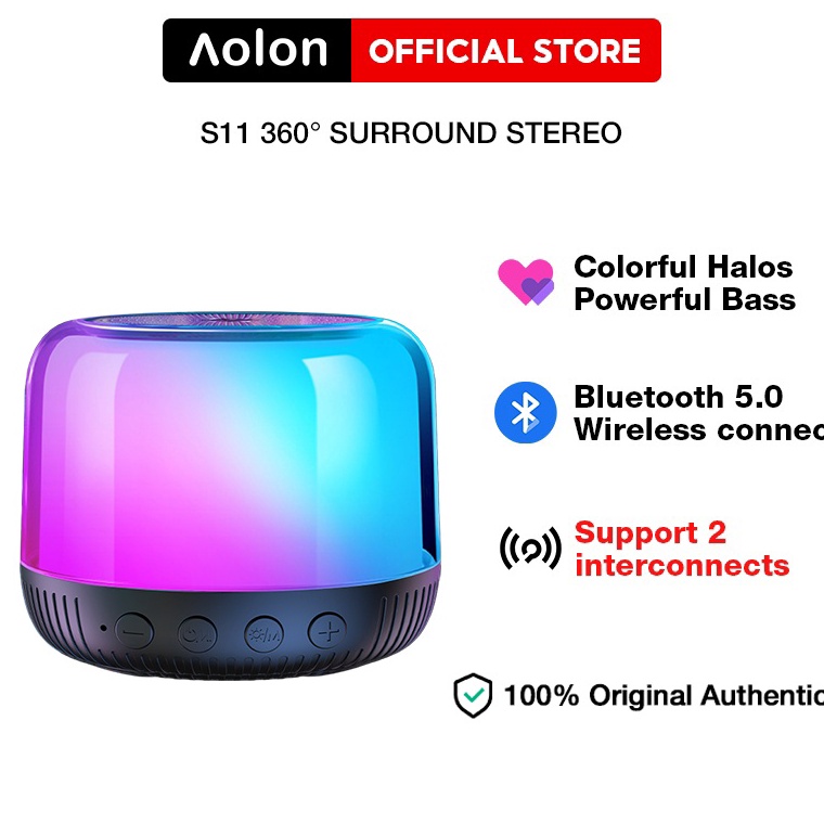 MURAH Aolon S11 Bluetooth Speaker Colorful Lights  Hands-free calling HiFi 360° Surround Sound TF Ca