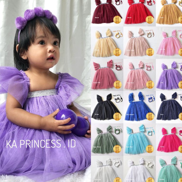 Diskon Spesial6c6Bq Gaun Pesta Anak Perempuan 1 Tahun Import Warna Lilac Rok Tutu Anak Cewek 12 - 18