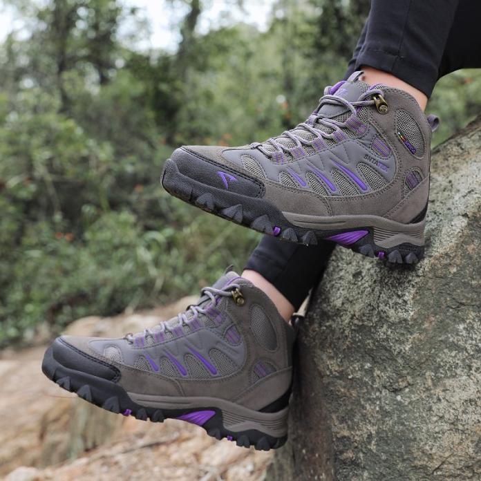 

CUCI GUDANG Sepatu Gunung Wanita SNTA TEX 613 Grey Purple Semi Waterproof Original