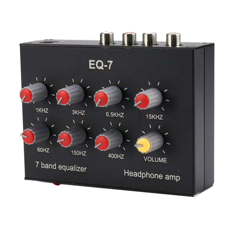 ✅&amp;EQ-7 Car Audio Headset Amplifier 7-Band EQ Equalizer 2 Channel Audio Mixer Equalizer
