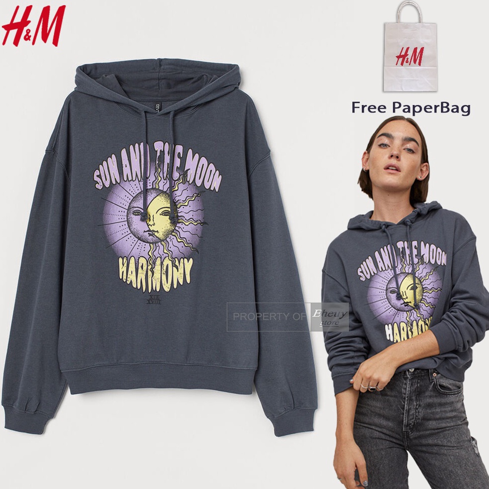 STOK TERBATAS Hoodie H&M Sun And The Moon Original hnm Hoodie sun and the moon grey