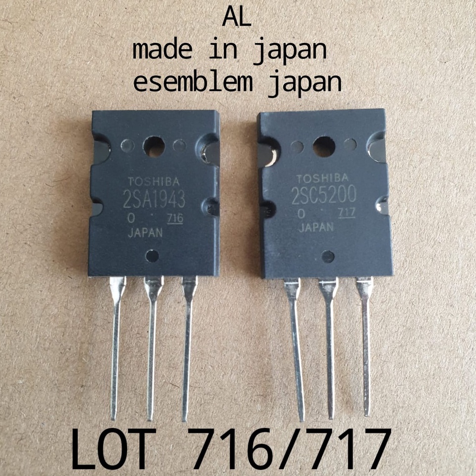 ➬✪✸ Transistor TOSHIBA 2SC5200 & 2SA1943 Original Japan LOT 716/717 AL Best Terlaris