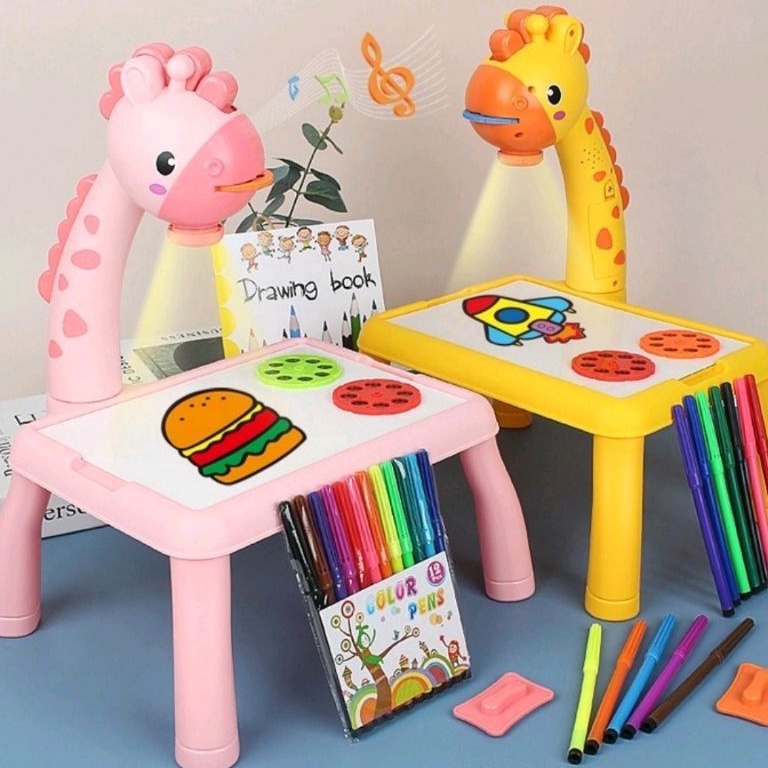 PALING DIMINATI Meja belajar anak gambar proyektor edukasi anak jerapah besar