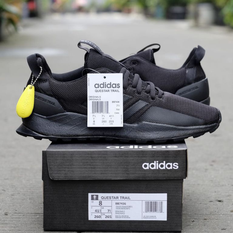 Murah Sepatu Pria Wanita Best Seller Adidas Questar Trail Full Black Made in Indonesia [BNWB] | Sepa