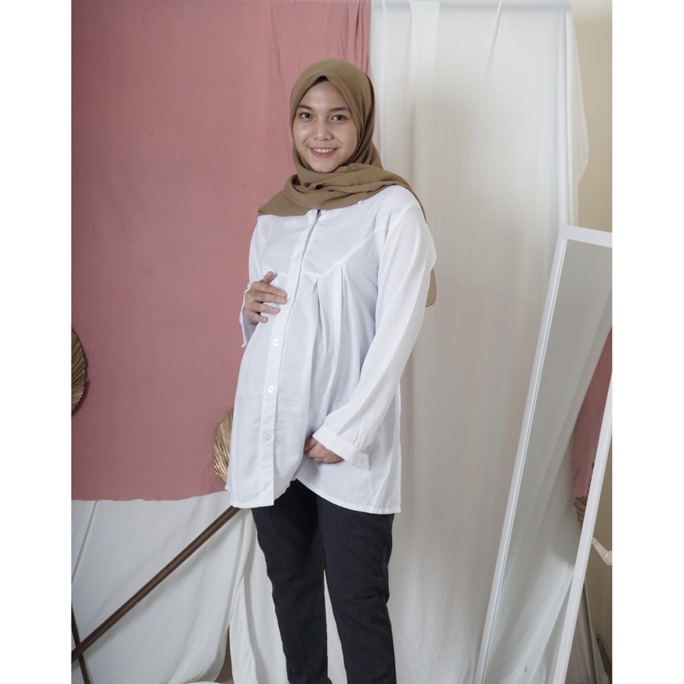 HARGA TERMURAH Baju hamil putih/baju hamil menyusui/baju hamil kerja
