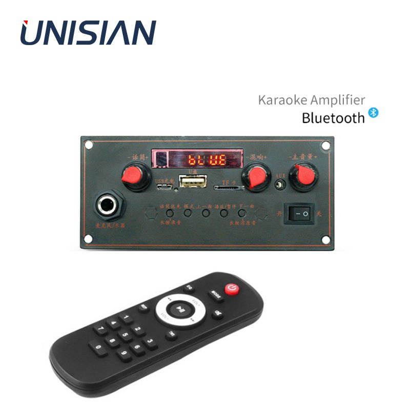 ✅&UNISIAN Karaoke Audio Amplifier Bluetooth Decoder TF USB MIC Reverb Amplifier Board 5V 10W For Por