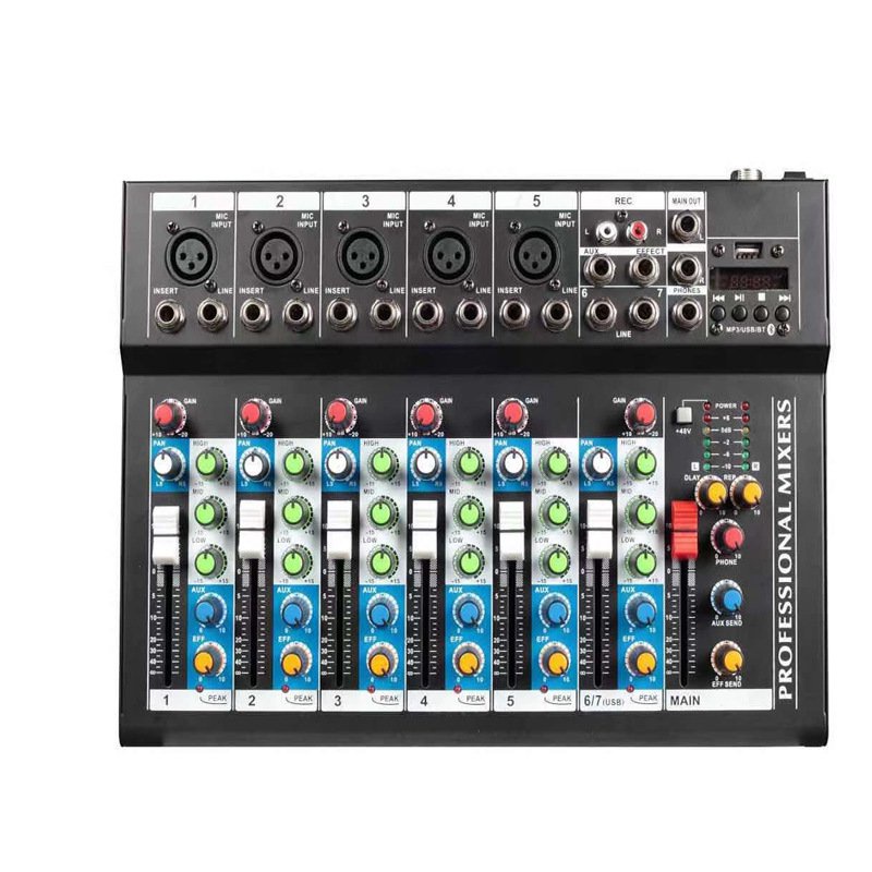 ✅&4/7 channel audio mixer Bluetooth USB home reverb performance Conference Stage KTV Live KARAOKE mi