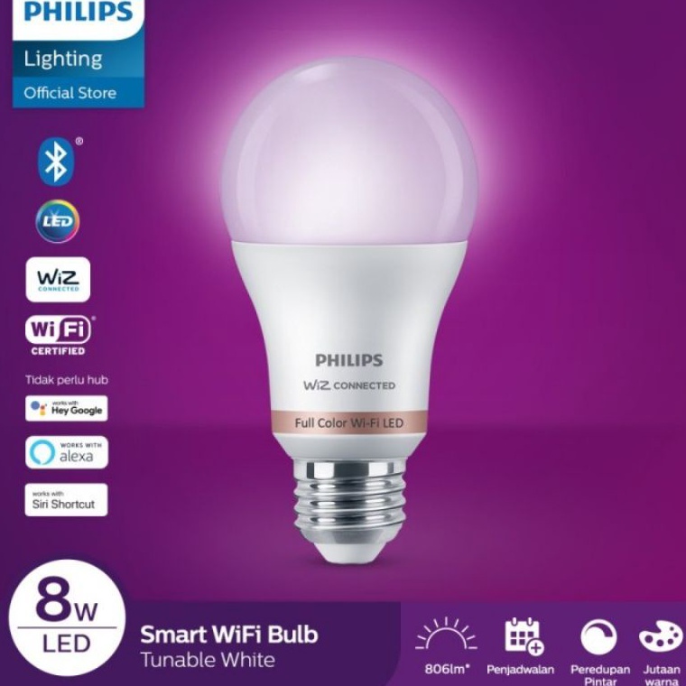 HARGA TERMURAAH Lampu Led Philips 8w RGB Putih Smart Led Wifi Tunablewhite / Bohlam Philips Led 8 Wa