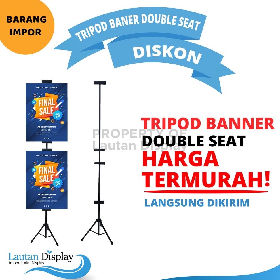 Paling Laris Tripod Stand Banner 4 Sisi Doubble Seat Stand Banner Atas Bawah Ukuran 2 Meter
