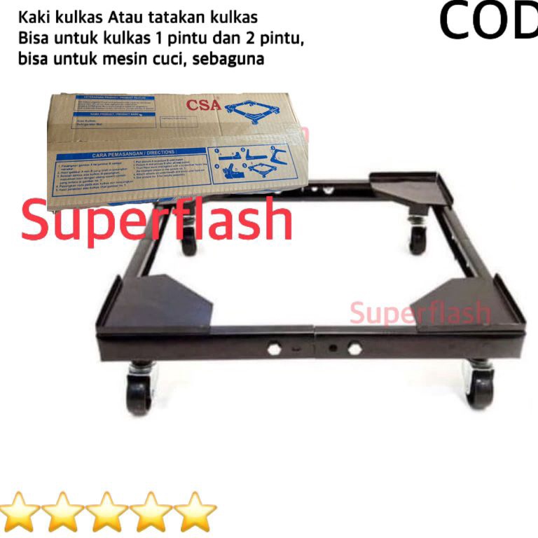 HARGA BERSAHABAT Tatakan Roda Kulkas Besi/kaki Kulkas Besi/Rak/Kaki Mesin Cuci 1 Tabung