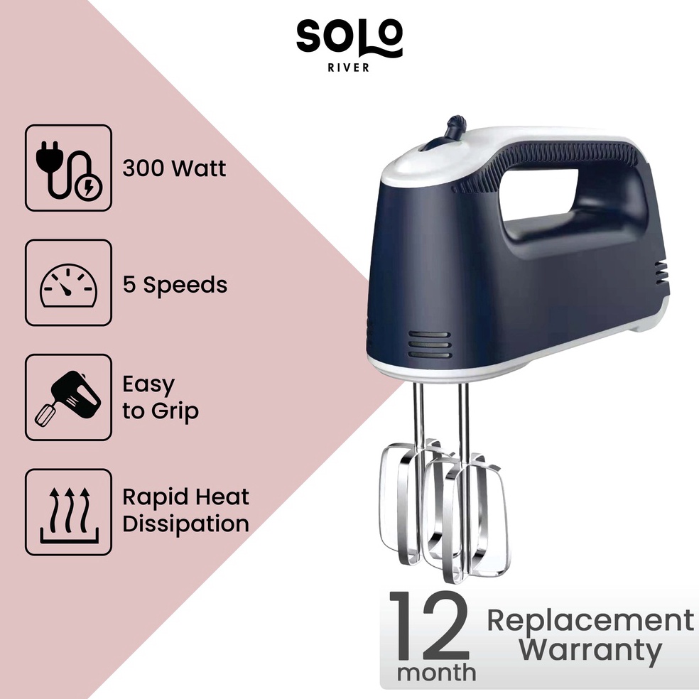 TERLARIS SOLO RIVER Hand Mixer Putih Pengaduk Telur Kue Mixer Tangan BERGARANSI