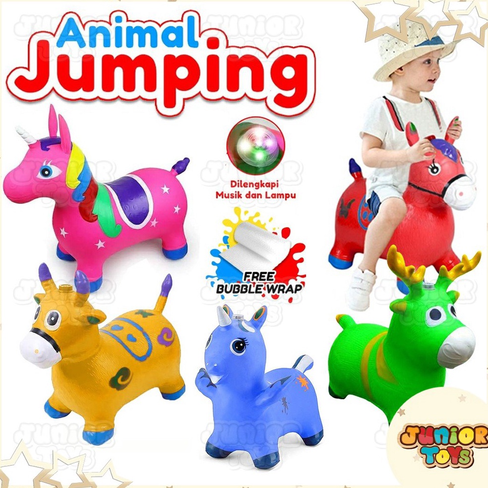 MURAH BANGET Kuda Kudaan Karet Jumping Animal Mainan Tunggang Anak Genjot Hewan Kuda Unicorn Sapi Ru