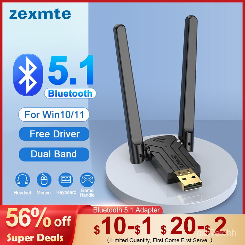 ✅&Zexmte 150M USB Bluetooth Adapter Dongle Adaptador Dual Band Free Driver Bluetooth 5.1 Transmitter
