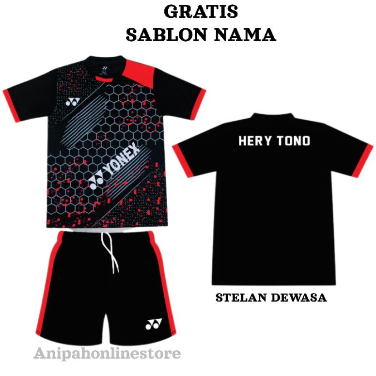 Special Price Free sablon nama Baju stelan yonex 1 set/ kaos badminton, baju voli dewasa