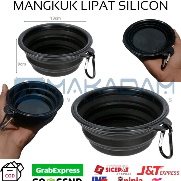 ➬ mangkuk piring lipat outdoor camping hiking silikon ✽ Ready