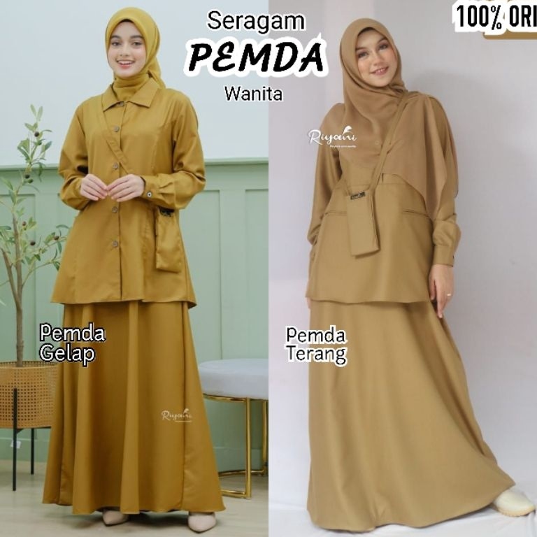 MENARIK Seragam Pemda Pns Pdh Gamis Pemda Wanita Syari Original Brand Riyani