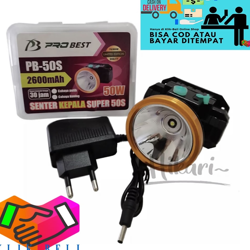 Big Sale Senter Kepala Probest 50 Watt PB-50S Cahaya Putih / Kuning