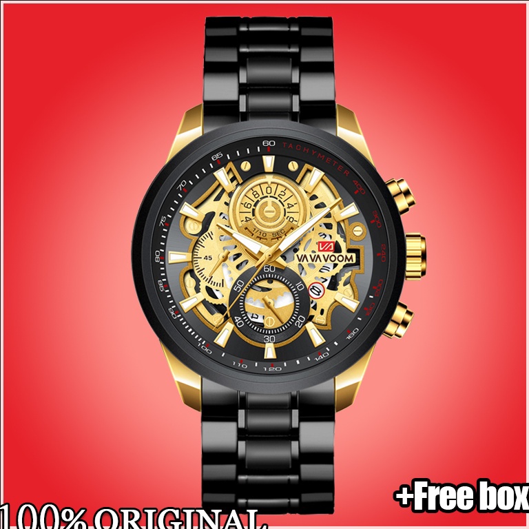 BEST SELLER VaVa Voom 2311G Jam Tangan Pria Luxury Stainless Steel Quartz Original Tahan Air Watch +