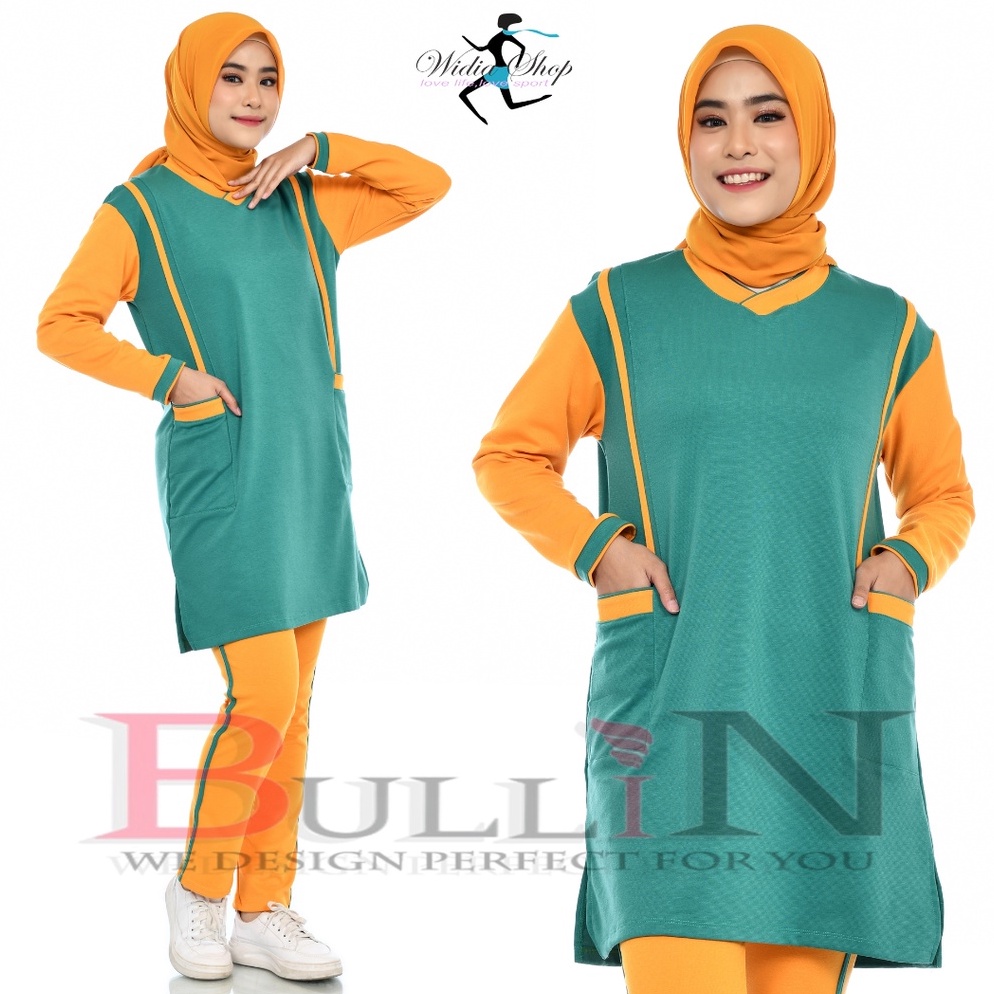 stok baru Set senam tunik wanita / baju senam Aisyah | Bullin