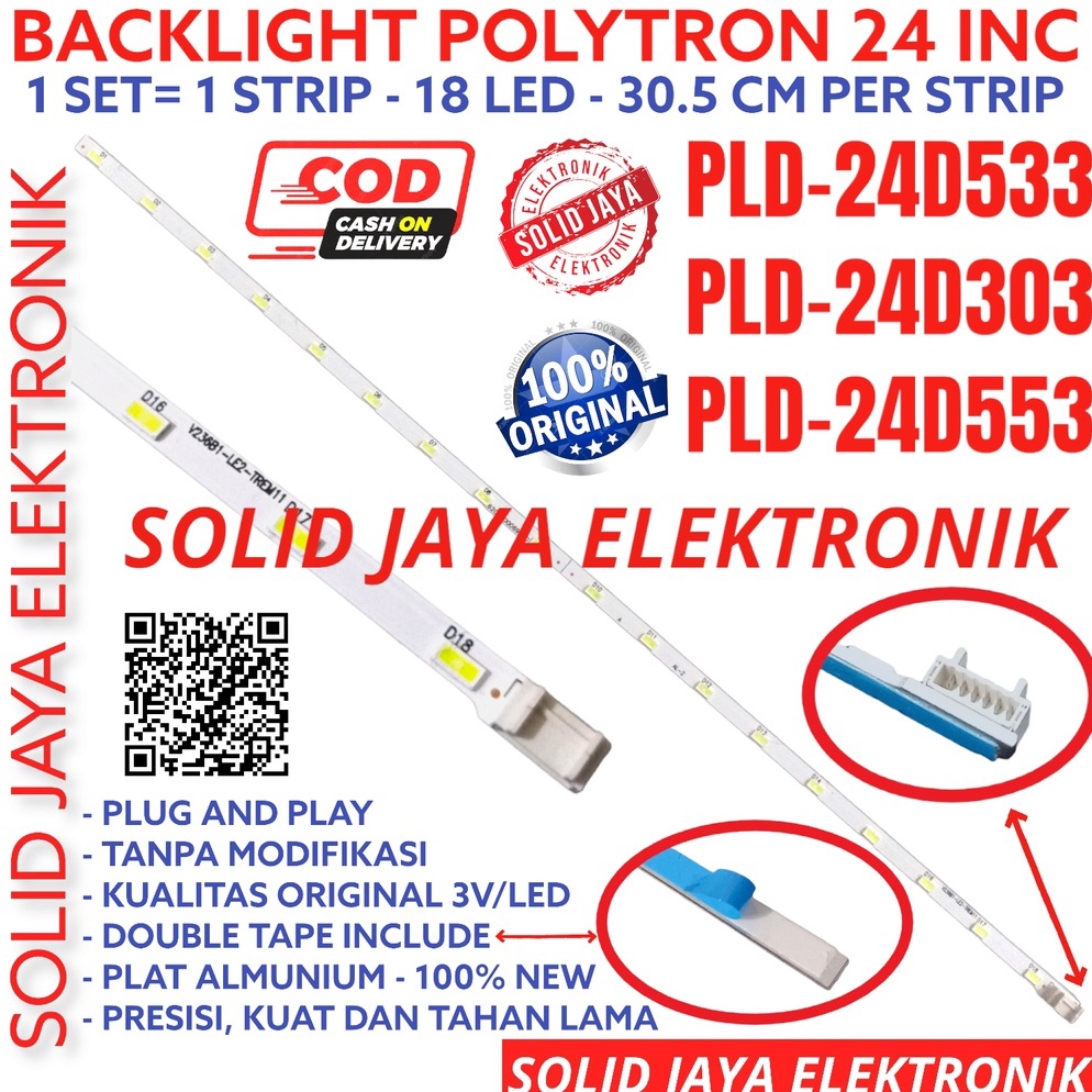 PALING LARIS BACKLIGHT TV POLYTRON 24 INC PLD 24D553 24D533 24D303 PLD24D553 PLD24D533 PLD24D303 18 