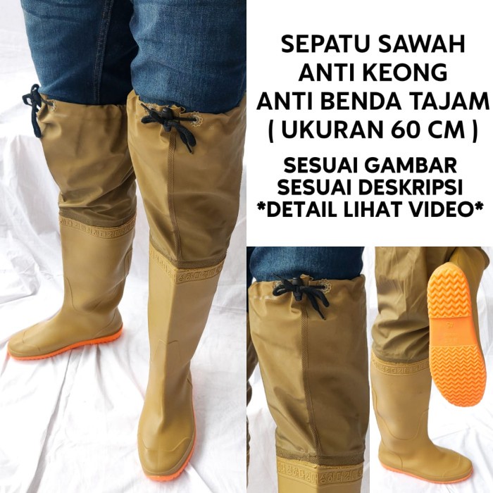 Sepatu Boot Sawah Karet Anti Keong Panjang 60Cm Berkualitas