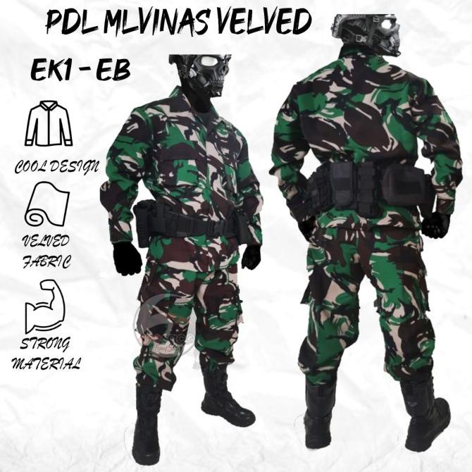 Setelan Pakaian Baju Pdl Loreng Tni Ad Malvinas Bahan Velbed