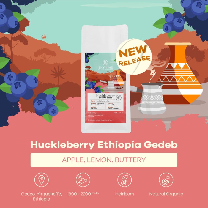 

Hemat Kopi Arabika Huckleberry Ethiopia Gedeb Roast Beans Bergaransi