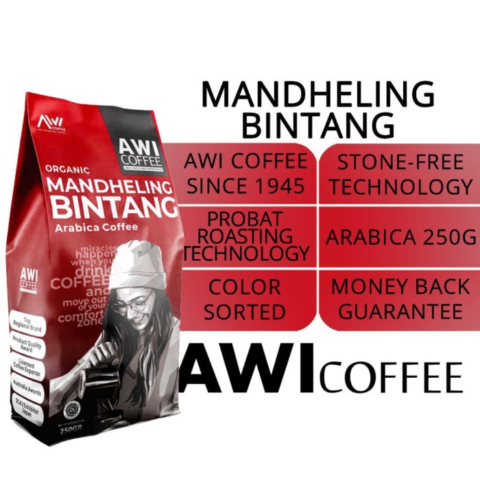 

Spesial Kopi Mandheling Bintang 250Gr Biji/Bubuk |Roasted Coffee| Awi Coffee Limited