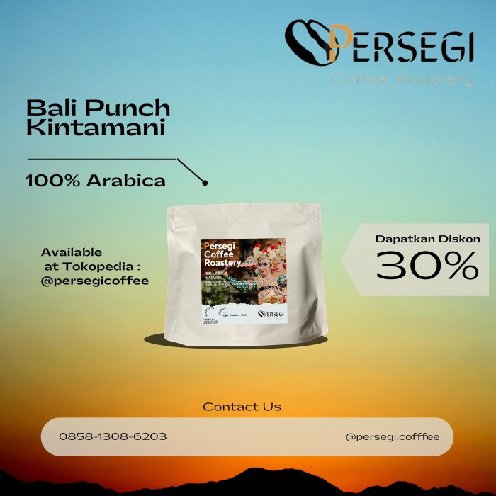 

Hot Sale Biji Kopi Roasted Beans Arabica Bali Punch Kintamani 100Gr Limited