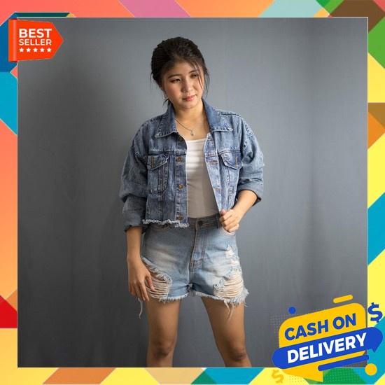 Jacket Jins Cewek Jaket Jin Wanita Kekinian Jsket Jumbo Tulisan Jeket  Jaket Denim Jeans Cropped Sob
