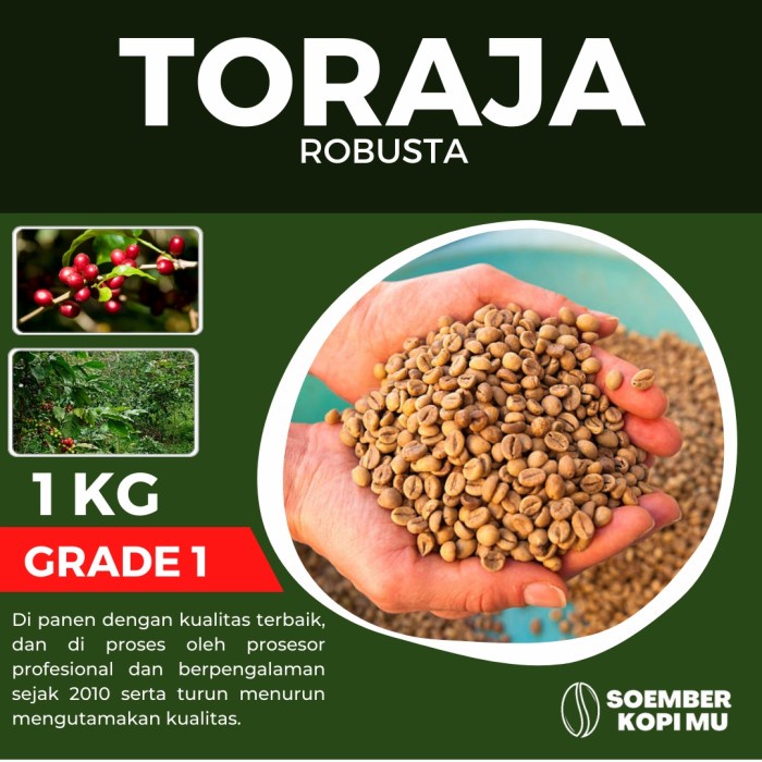 

Star Biji Kopi Robusta Toraja Green Bean 1Kg Hemat