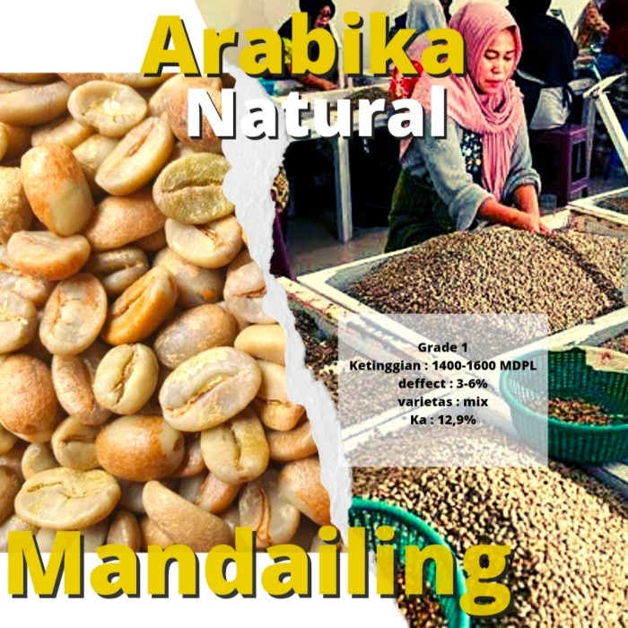 

Terlaris 1Kg Green Bean Arabika Mandailing - Natural Terlaris