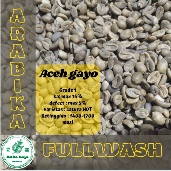 

Trendi Green Bean - Biji Kopi - Arabika Aceh Gayo Dryhull (Fullwash) 1Kg Berkualitas
