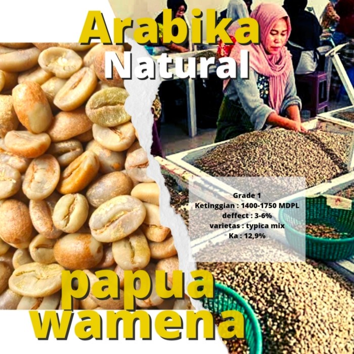 

Cuci Gudang 1Kg Biji Kopi Mentah - Green Bean Arabika Papua Wamena - Natural Gilaa!!!