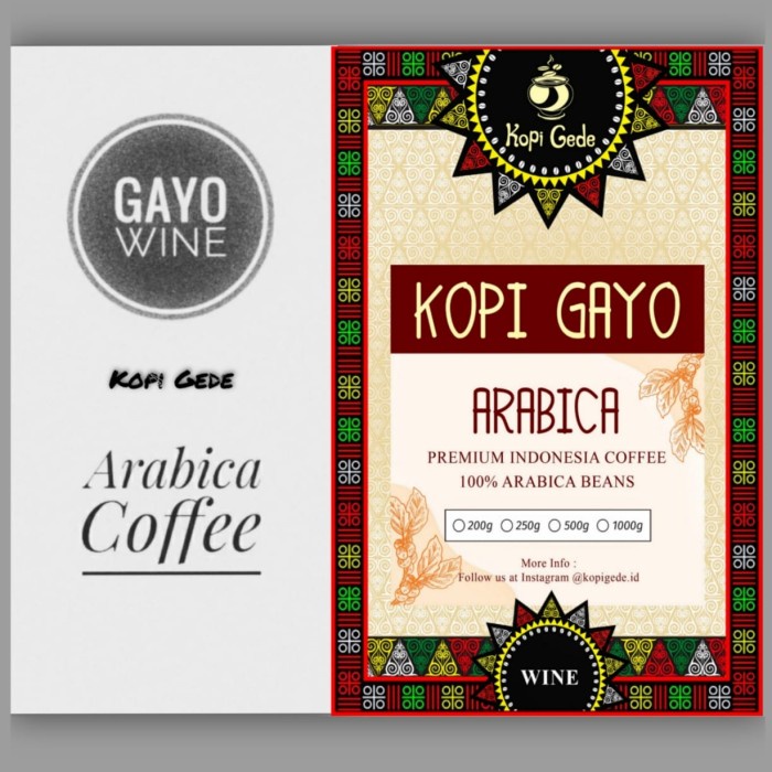 

Update Kopi Arabika Gayo Wine Arabica Specialty Coffee 200 Gram (Biji/Bubuk) Sale!!!