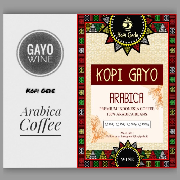 

Limited Kopi Arabika Gayo Wine Arabica Specialty Coffee 250 Gram (Biji/Bubuk) Terlaris