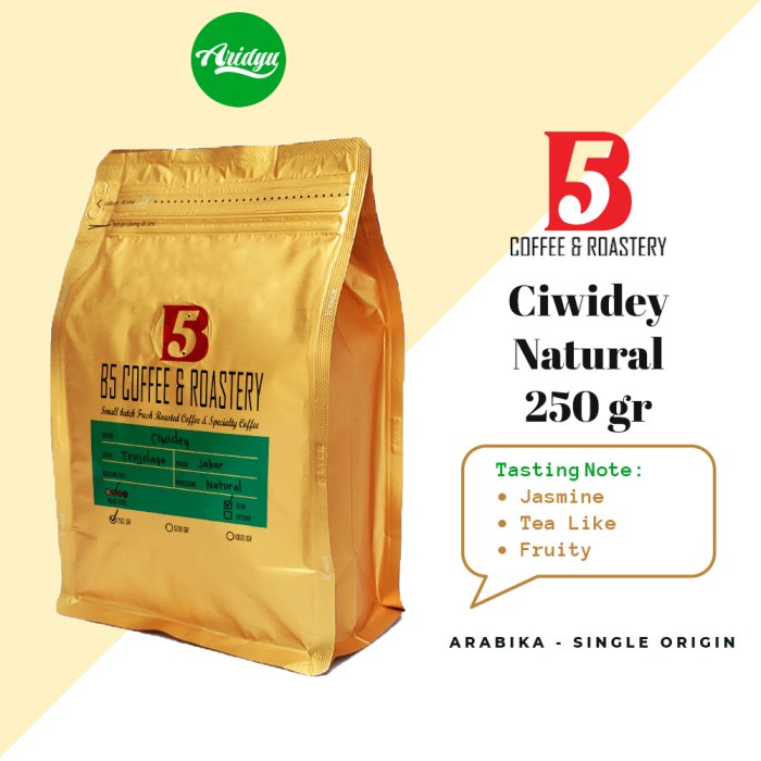 

Produk Kopi Arabika | Ciwidey Natural | Medium Roast 250 Gr | B5 Coffee Bagus