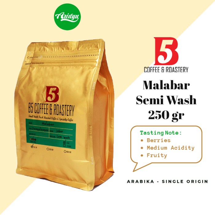 

Limited Kopi Arabika | Malabar Semi Wash | Medium Roast 250 Gr | B5 Coffee Hemat