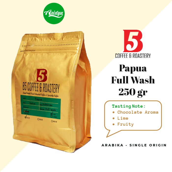 

Jualan Kopi Arabika | Papua Full Wash | Medium Roast 250 Gr | B5 Coffee Berkualitas