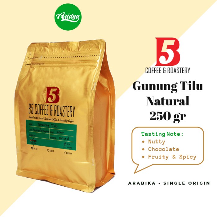 

Buruan Kopi Arabika | Gunung Tilu Natural | Medium Roast 250 Gr | B5 Coffee Hemat