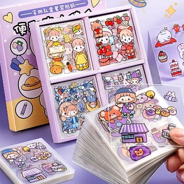 

cf✬Bayar Di Tempat➳ Stiker Motif Kartun Korea Lucu Anti Air 1 box 100lbr /Dekorasi Handbook Scrapbook DIY/Stiker kartun tahan air PET R48 ➷