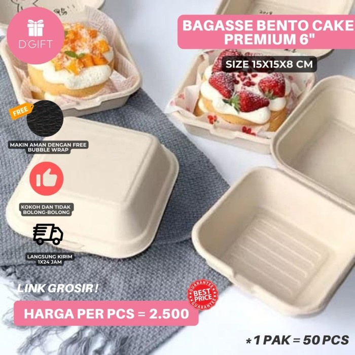 Terlaris Grosir-50Pc Bagasse Burger Box/Dus Korean Bento/Lunchbox Cake Tartmini