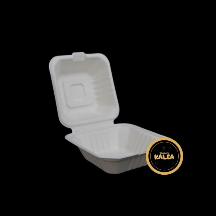 Terlaris Lunch Box Bagasse 6" Burger - Lunch Box Eco Friendly - Ampas Tebu