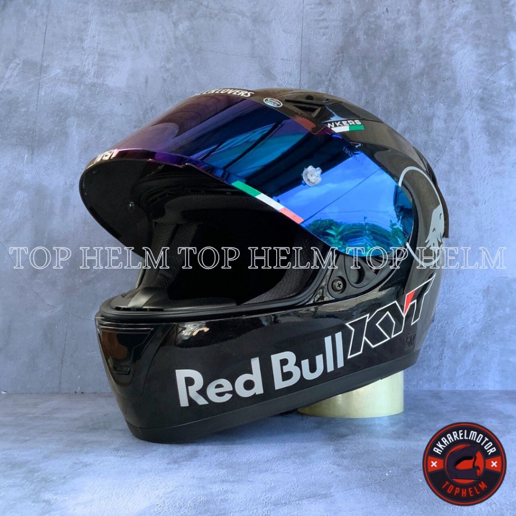 Helm Kyt R10 Solid Bla Redbull Sier Paket Ganteng Helm Full Face Kyt R10