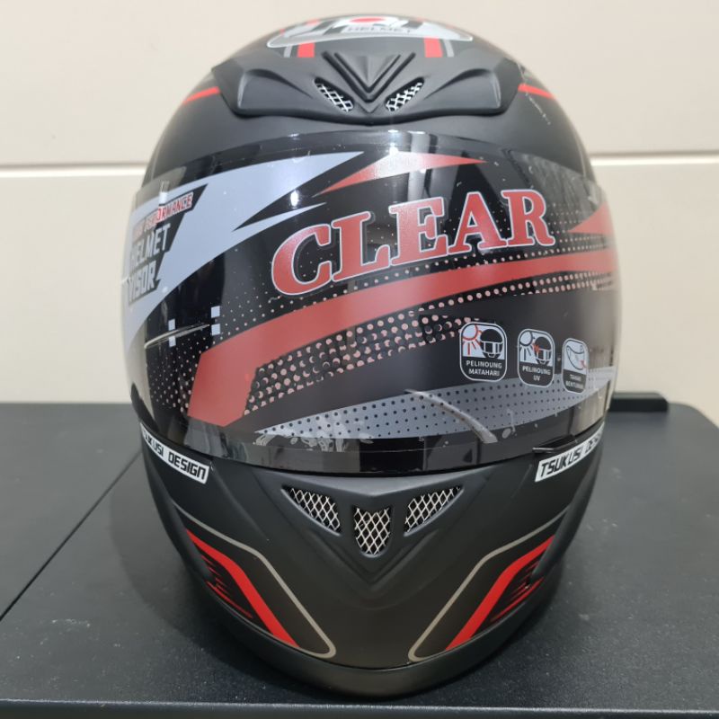 Helm Jpn Fullface F3 Hitam Doff Stiker Merah