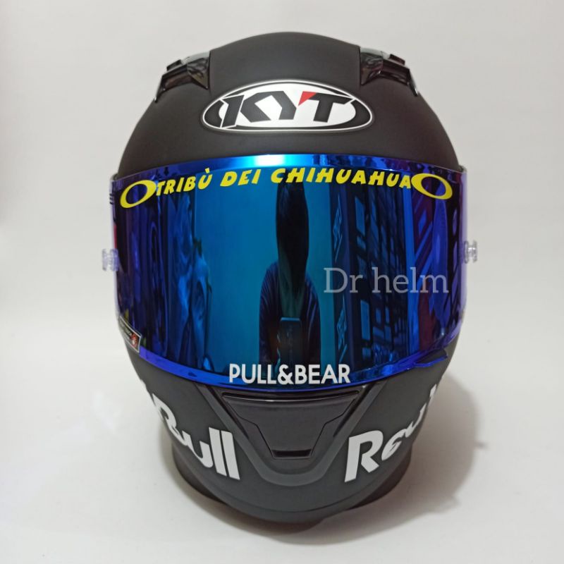 Helm Kyt R10 Paket Ganteng Stiker Red Bull Visor Iridum Full Face