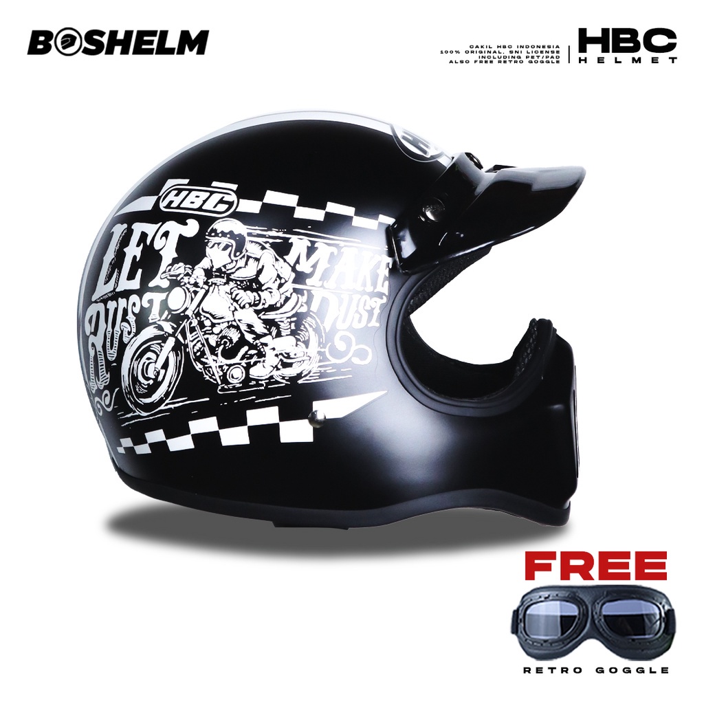 Boshelm Helm Cakil Hbc Rust Dust Bla Helm Retro Full Face Sni