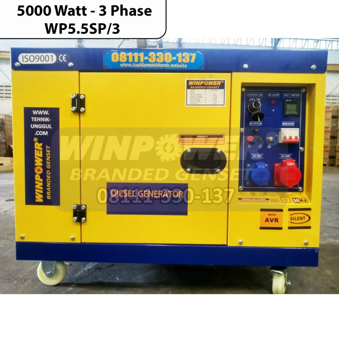 Genset Silent Solar Winpower 5000 Watt 3 Phase - Jenset 5 Kva 3 Fase