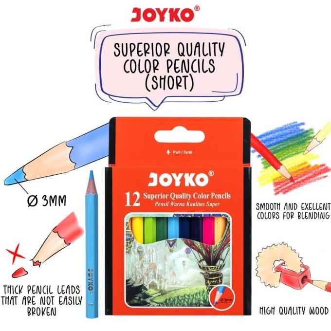 

$+$+$+$+] COLOR PENCIL / PENSIL 12 WARNA JOYKO PENDEK CP-102