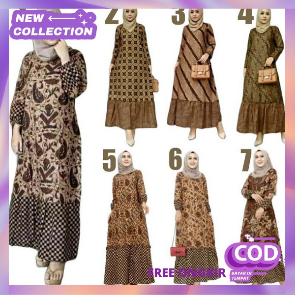 Bstik Gamis Size M L Xl Xxl Maxi Dress Murah Bsju Games Batik Model Muslimah Kondangan Kombinasi Pes